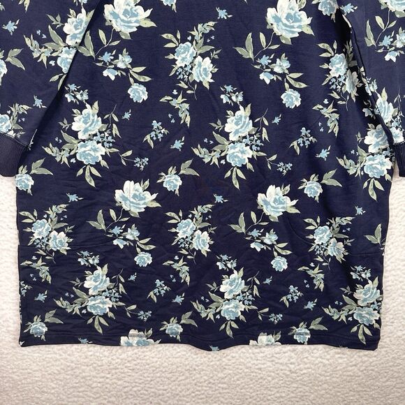 Garnet Hill XL Sweatshirt Dress Navy Floral Cotton Tencel Blend Cozy Casual - Picture 4 of 14